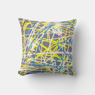 Coussin de décoration en art abstrait bleu gris ja