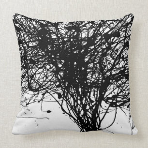 Coussin de décoration en encre noire blanche cool