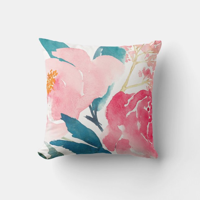 Coussin de décoration extérieur peint rose et sarc (Recto)