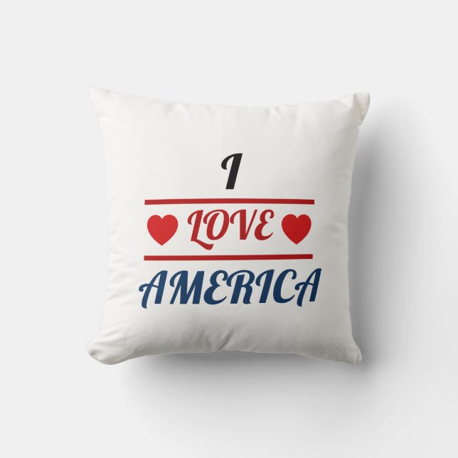Coussin de décoration - J'aime l'Amérique (Recto)