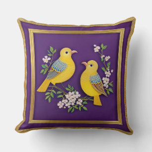 🐦 Coussin de décoration jeté oiseau doré orné Lux
