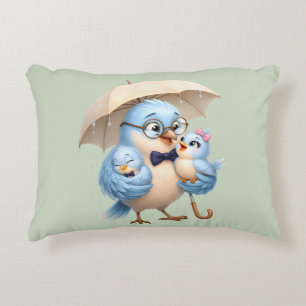 Coussin de décoration Père Oiseau Famille Amour