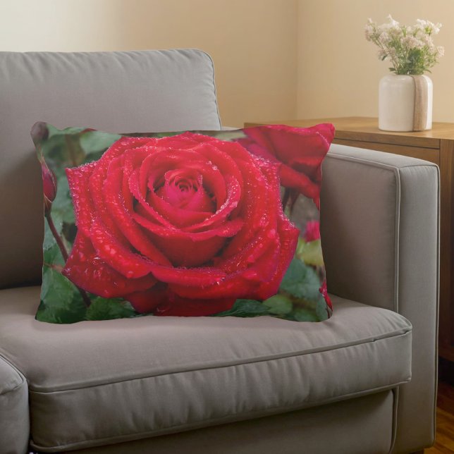  Coussin de décoration Rose Rouge (Accent pillow with a red rose)