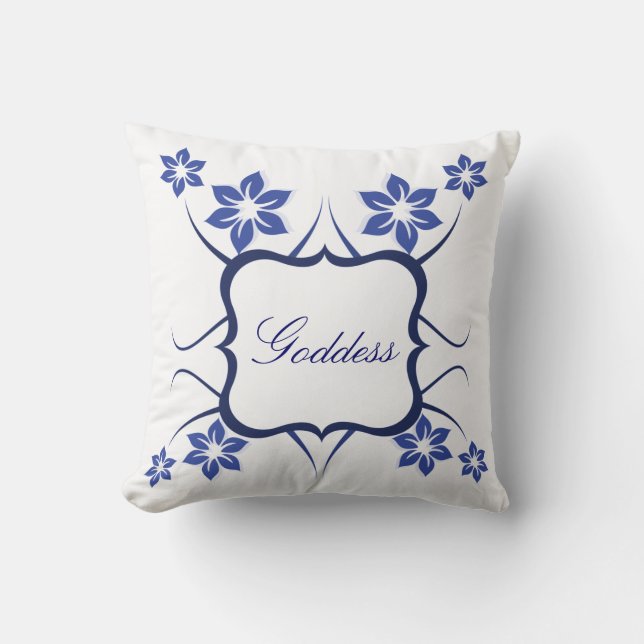 Coussin de déesse florale, Bleu (Recto)