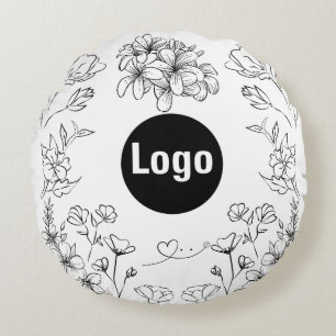 Coussin de design Fleurs noires et blanches