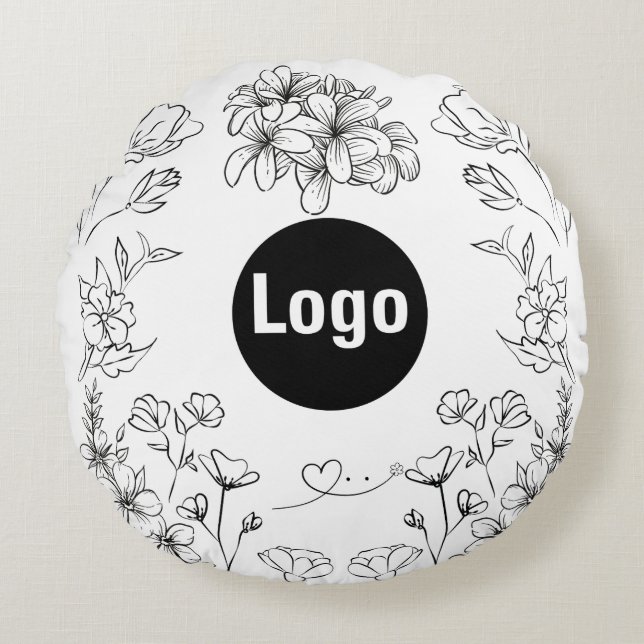 Coussin de design Fleurs noires et blanches (Devant)