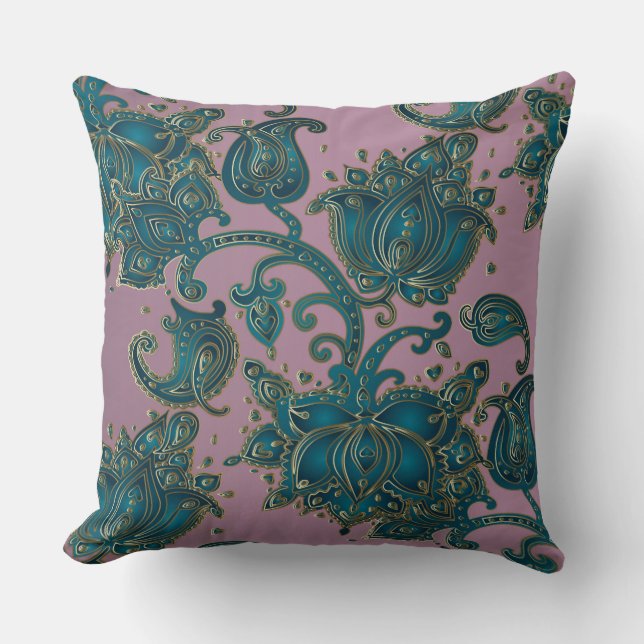 Coussin de design floral rose/Turquoise (Recto)