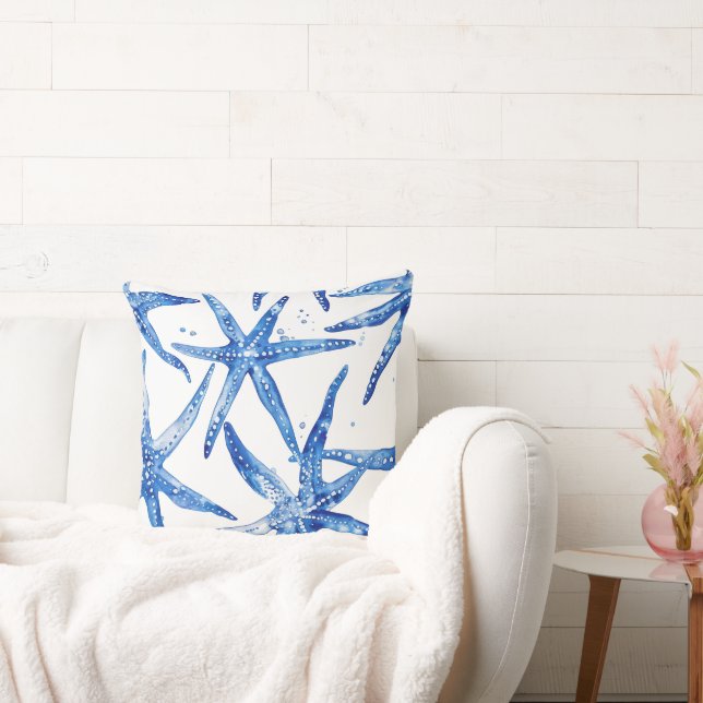 Coussin de design Starfish bleu et blanc (Canapé)