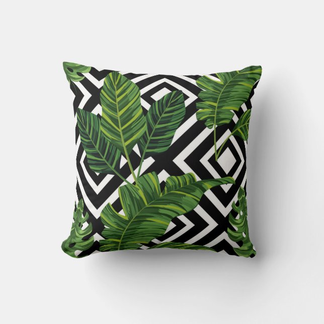 Coussin de design vert/noir tropical (Recto)