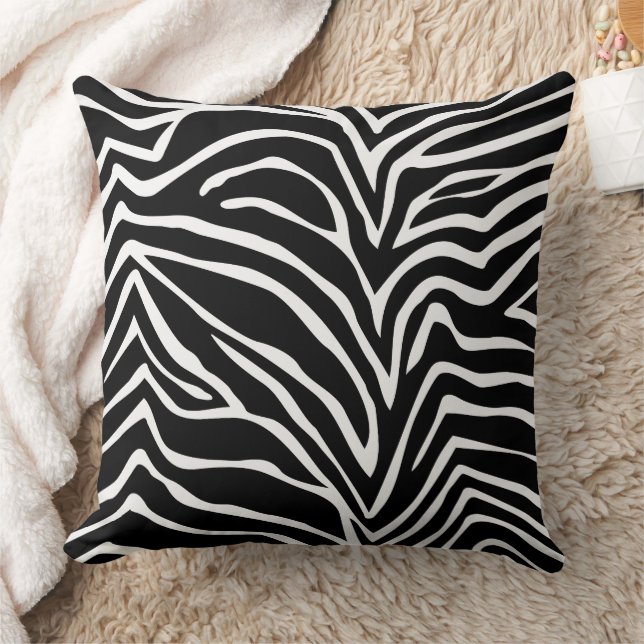 Coussin de design Zebra noir et blanc blanc (Couverture)