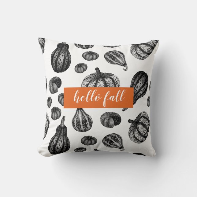 Coussin de dessin Citrouille Motif d'automne (Recto)