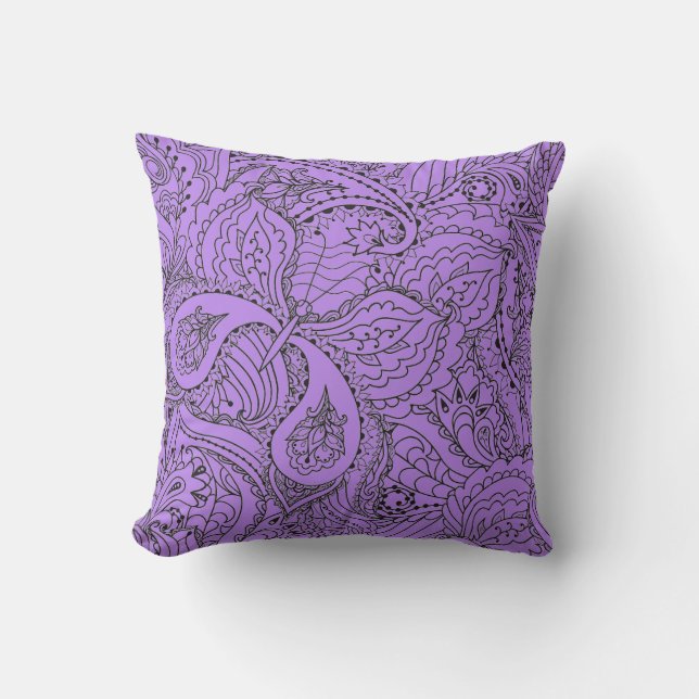 Coussin de dessin de papillon noir et violet (Recto)