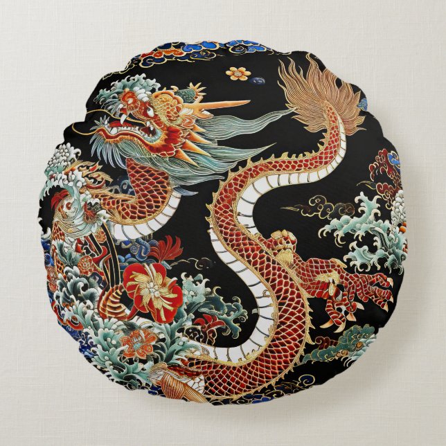 Coussin de dragon rond (Devant)