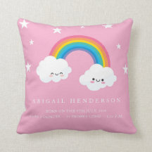 Coussin de Faire-part de naissance arc-en-ciel mou