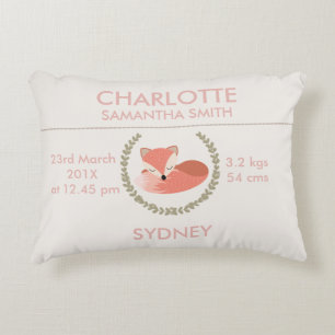 Coussin de faire-part de naissance de Fox de