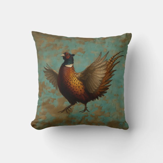 Coussin de faisan - Faisan faisant le beau ! (Recto)
