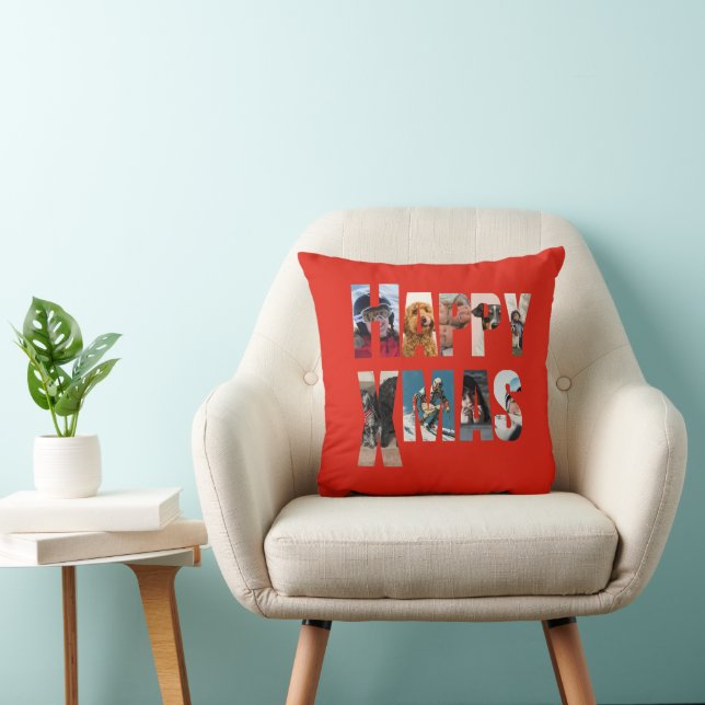 Coussin de famille de Noël double face (Chaise)