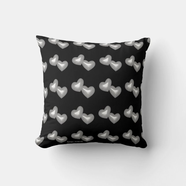 Coussin De Faux de parties scintillantes coeurs argentés (Recto)