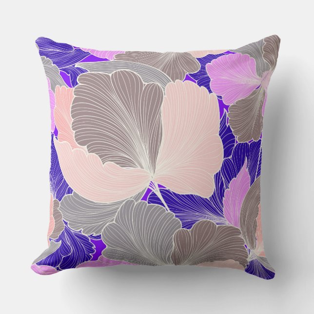 Coussin de feuille de ventilateur réversible viole (Recto)