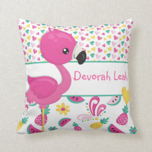 Coussin de Flamant rose - personnalisé avec le NOM
