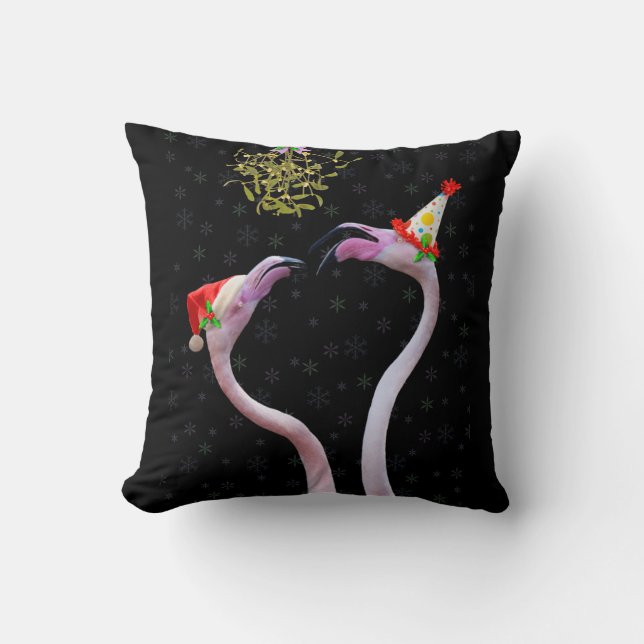 Coussin de Flamants roses festifs (Recto)