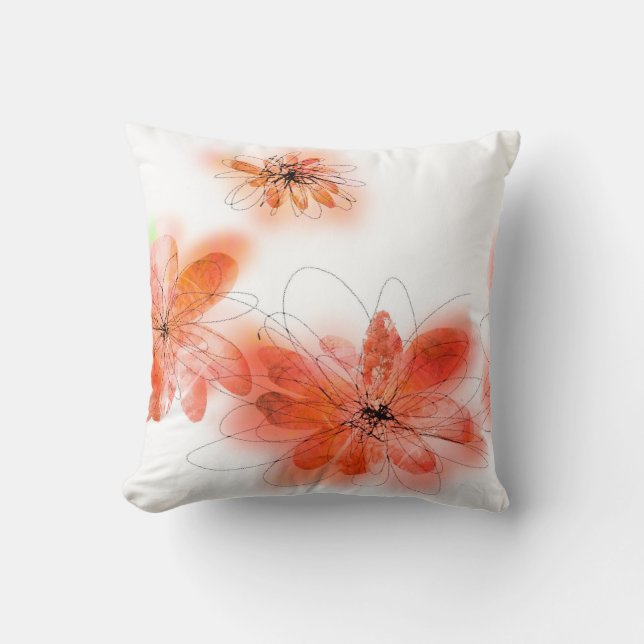 coussin de fleur aquarelle style abstrait art flor (Recto)