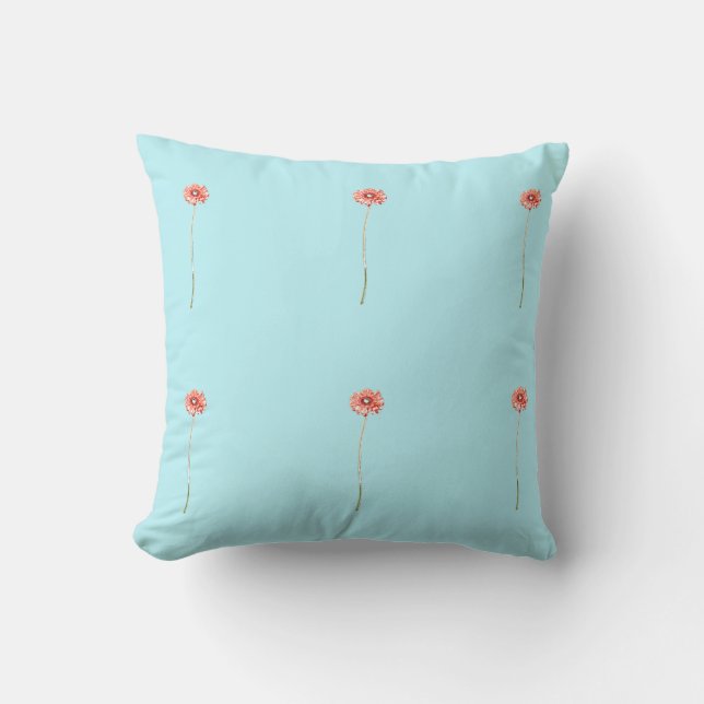 Coussin de fleur de Gerbera au Chrysanthème Rouge  (Recto)