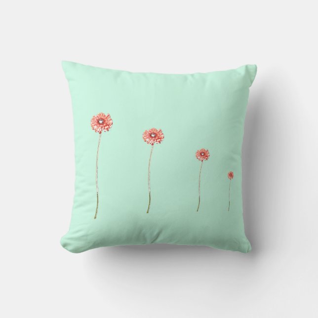 Coussin de fleur de gerbera chrysanthème rouge pâl (Recto)