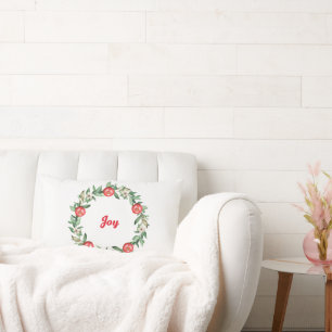 Coussin de fleur rose de Noël Wreath Lumbar Paix