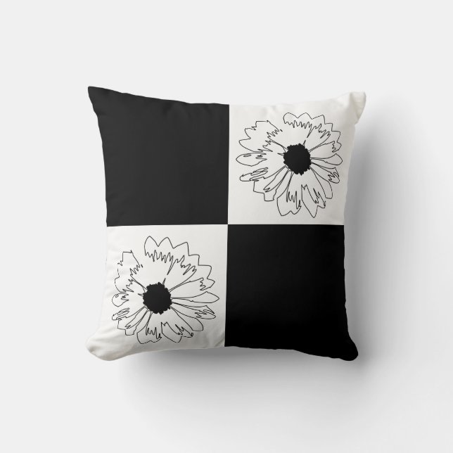 coussin de fleurs À damiers noir et blanc (Recto)