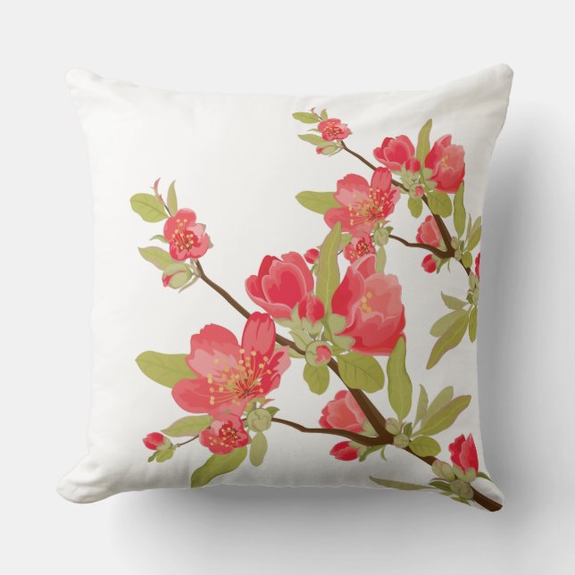 Coussin de fleurs d'arbre rose (Recto)