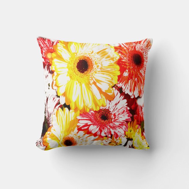Coussin de fleurs de gérbera chrysanthème jaune ro (Recto)