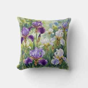 Coussin de fleurs de printemps violet Irises