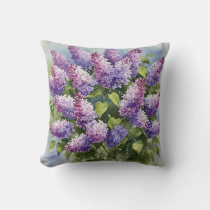 Coussin de fleurs de printemps violet lilas