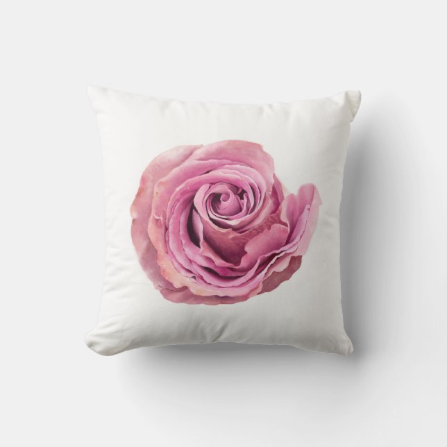 Coussin de fleurs de Rose d'aquarelle rose (Recto)