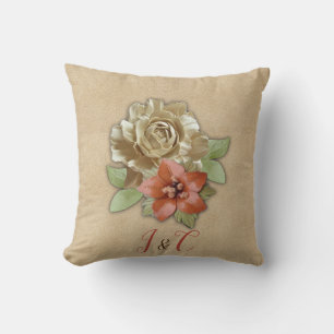 Coussin de fleurs en cuir