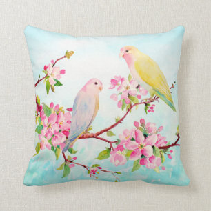 Coussin de fleurs et d'inséparables d'Apple