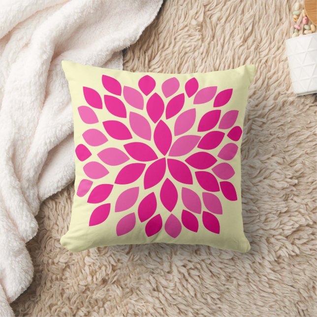Coussin de fleurs modernes rose et jaune (Couverture)