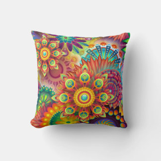 coussin de fleurs psychédéliques