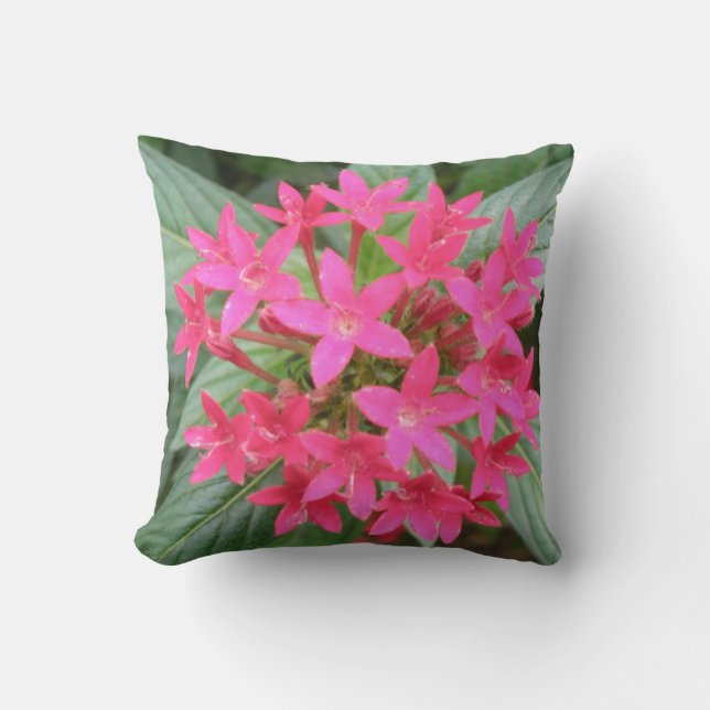 Coussin de fleurs tropicales rose vif (Recto)