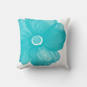 Coussin de fleurs turquoise bleu