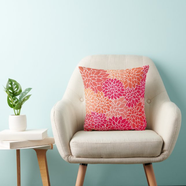 Coussin de fleurs Zinnia coloré et élégant (Chaise)