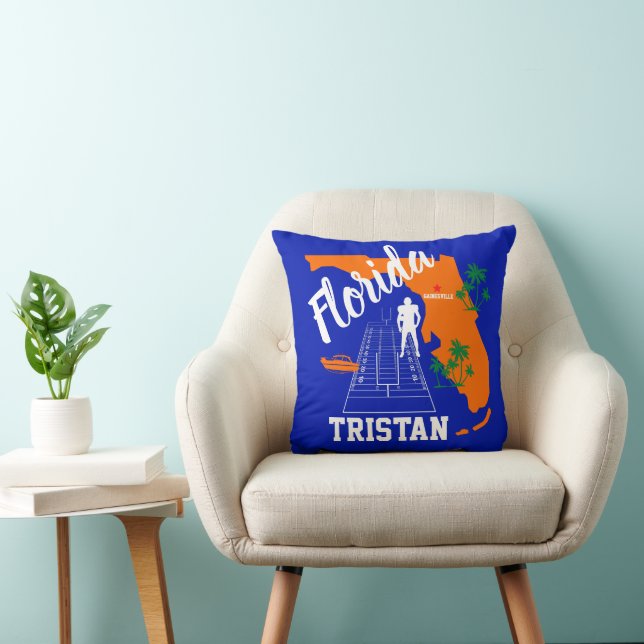 Coussin de football bleu et orange de Floride (Chaise)