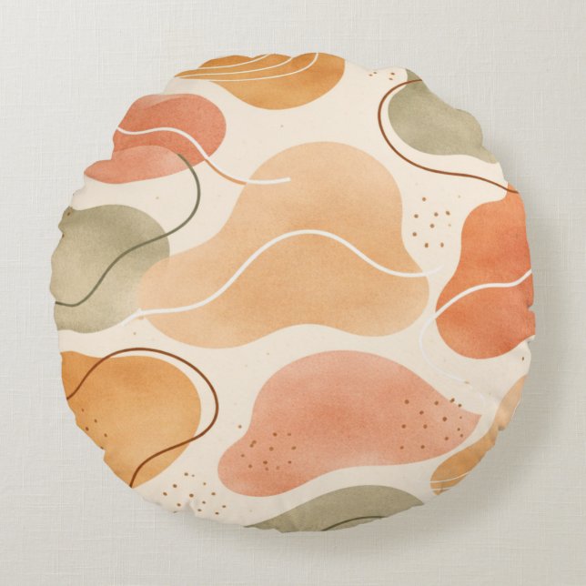 Coussin de forme organique abstraite boho - Terre  (Devant)