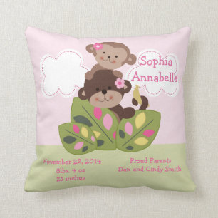 Coussin de garde personnalisé "Monkey Girl Sisters