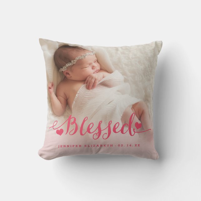 Coussin de garde photo pour bébé rose (Recto)