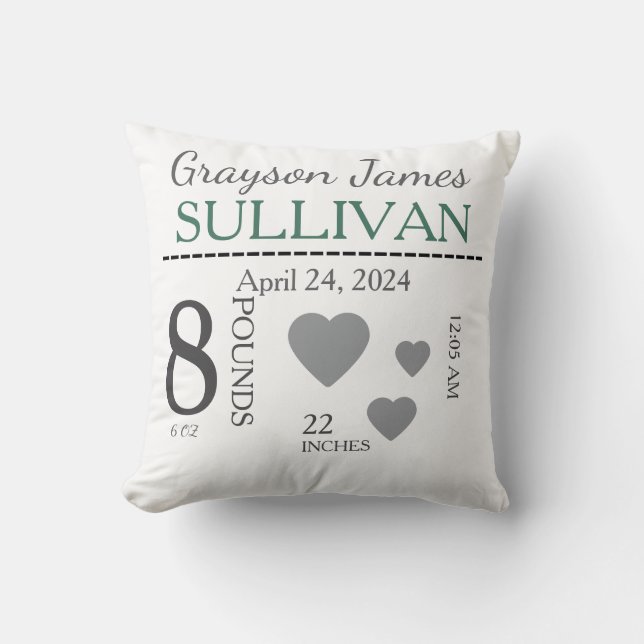 coussin de garderie faire-part de naissance enfant (Recto)