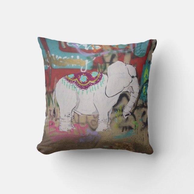 Coussin de graffiti d'éléphant (Recto)