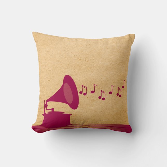 Coussin de gramophone Vintage Fuchsia (Recto)