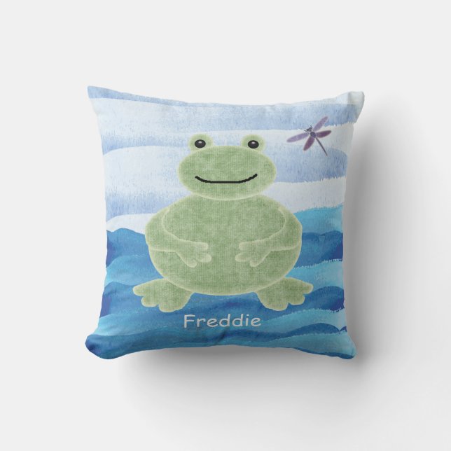 Coussin de grenouille verte personnalisé avec libe (Recto)